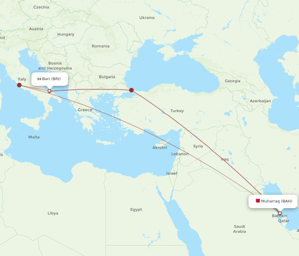 BAH-BRI flight routes