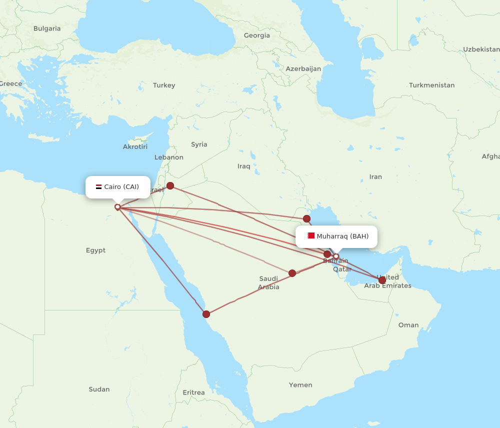 BAH to CAI flights and routes map