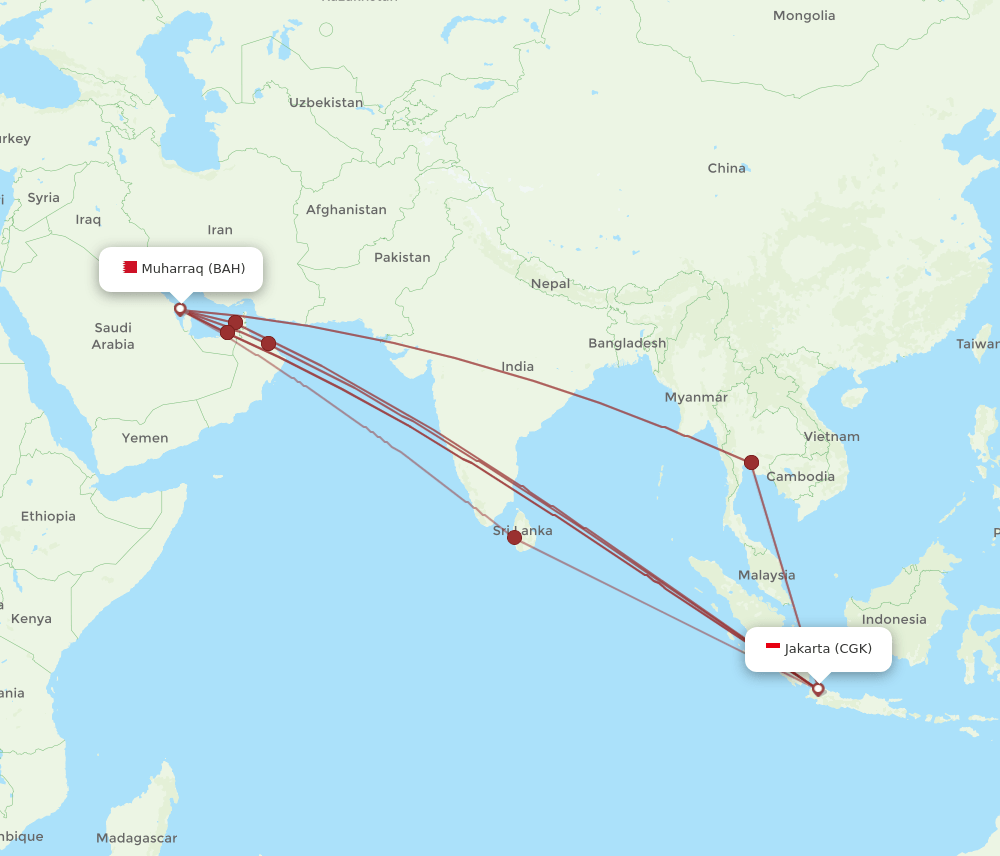 BAH-CGK flight routes