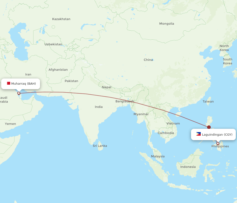 BAH-CGY flight routes