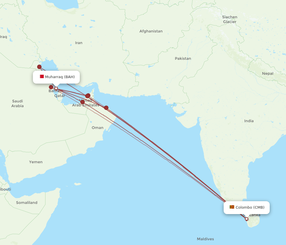 BAH-CMB flight routes