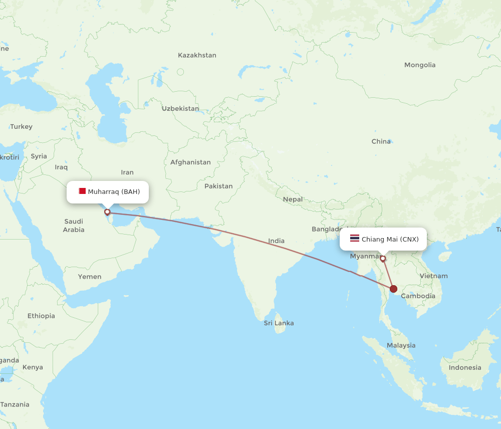 BAH-CNX flight routes