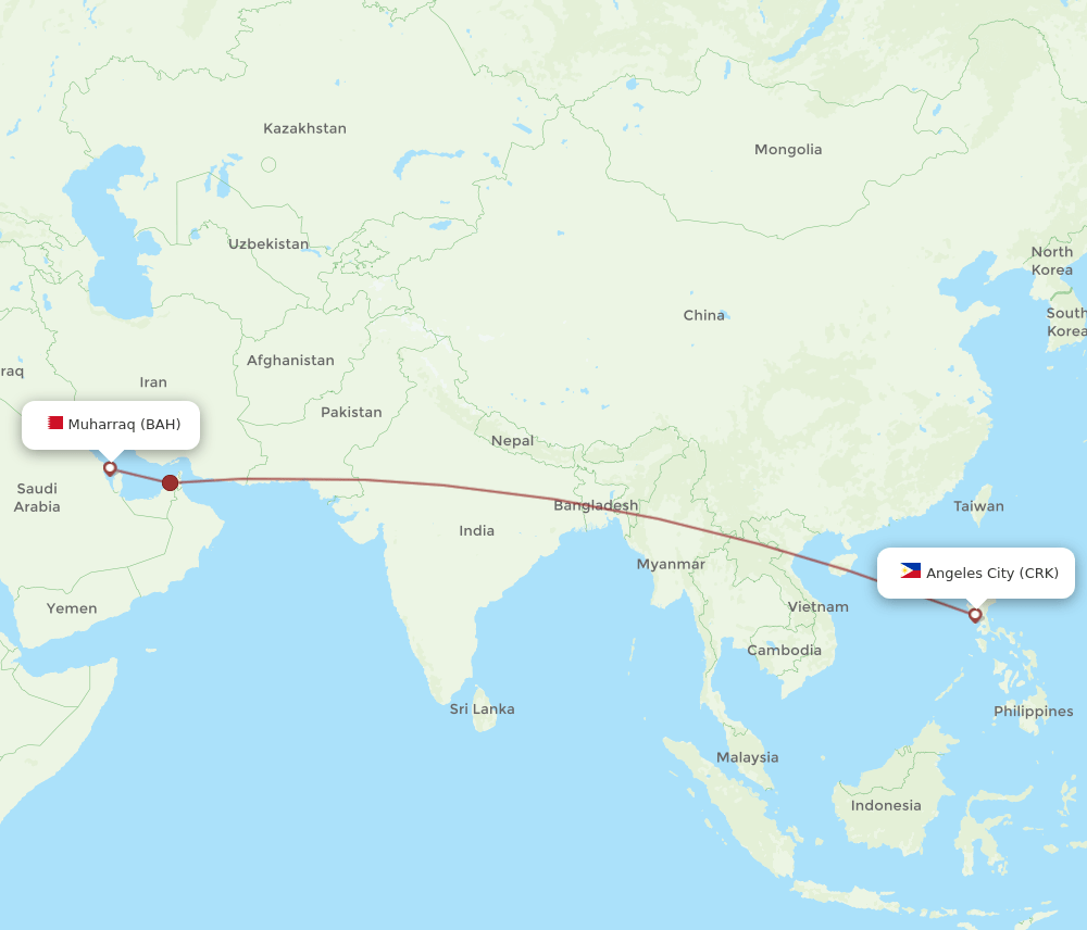 BAH to CRK flights and routes map
