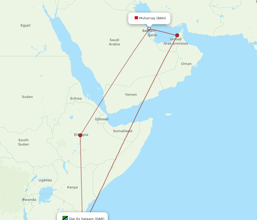 BAH-DAR flight routes