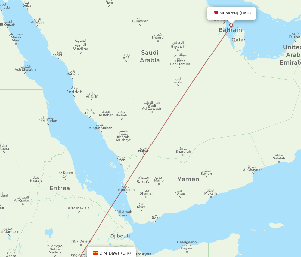 BAH-DIR flight routes