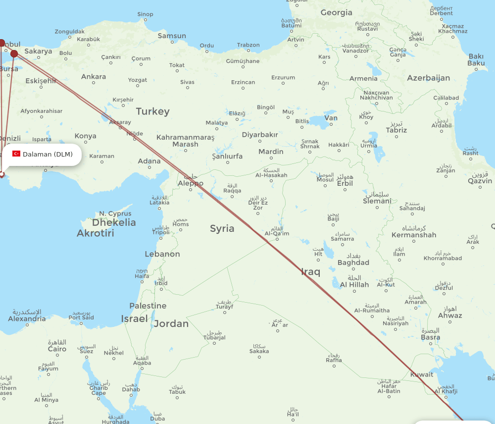 BAH-DLM flight routes