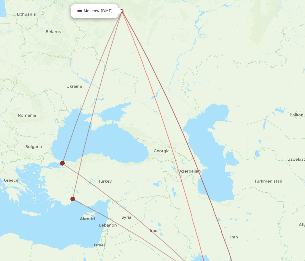 BAH to DME flights and routes map