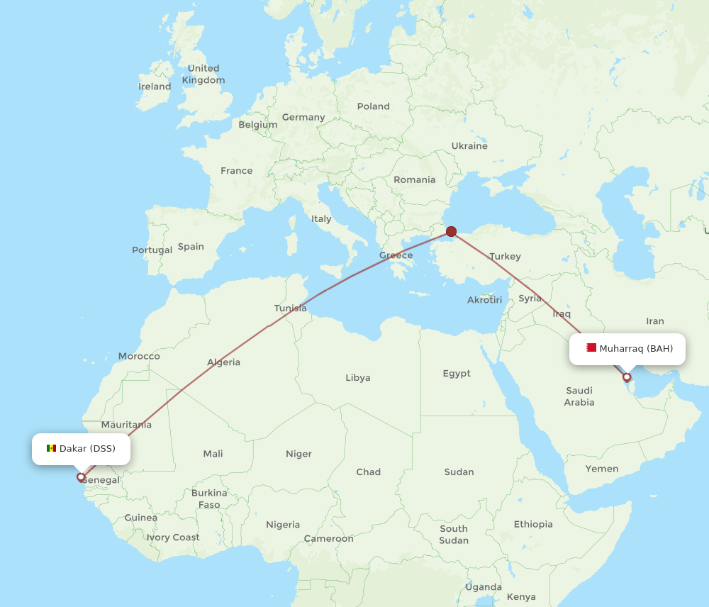 BAH-DSS flight routes