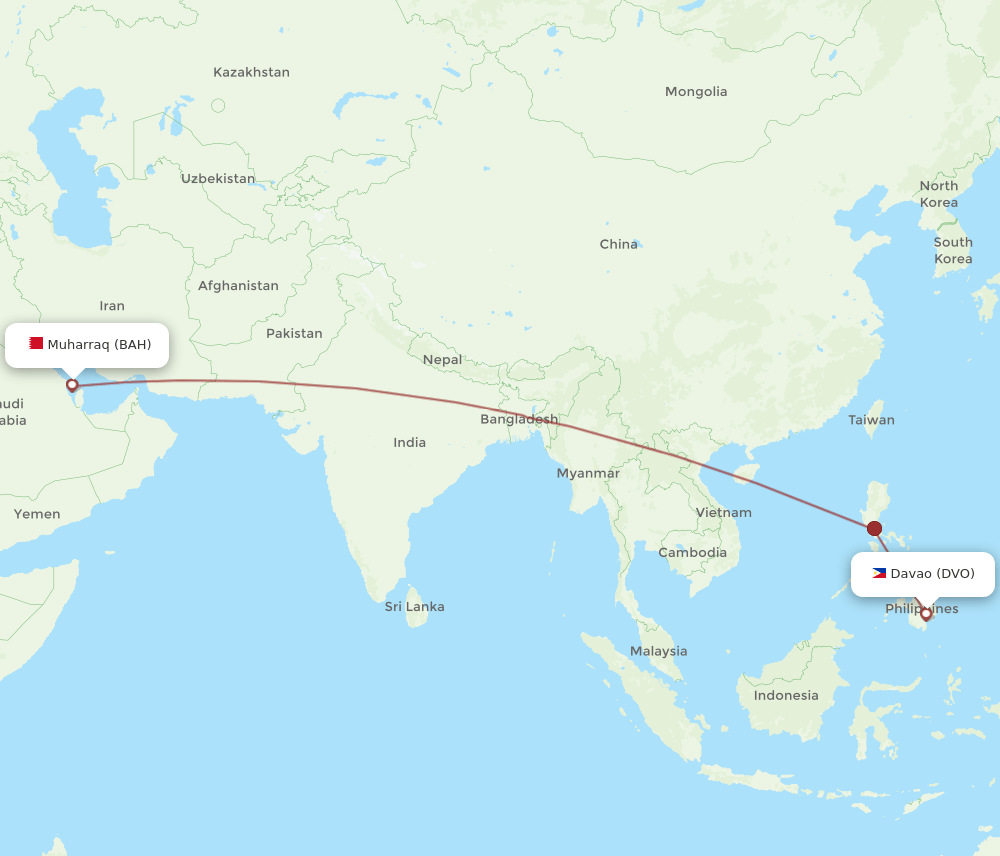 BAH-DVO flight routes