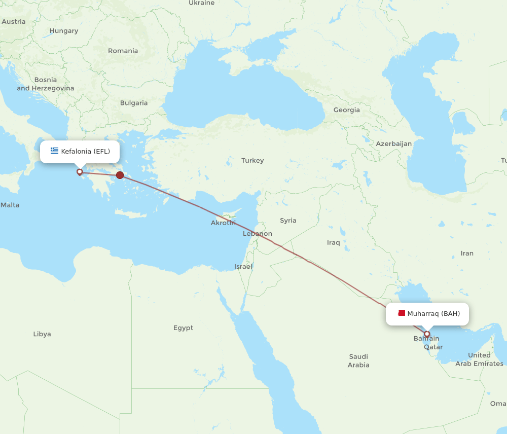 BAH to EFL flights and routes map
