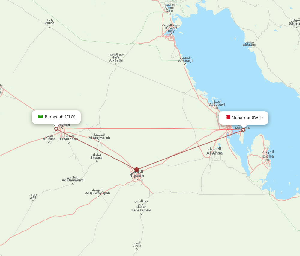 BAH-ELQ flight routes