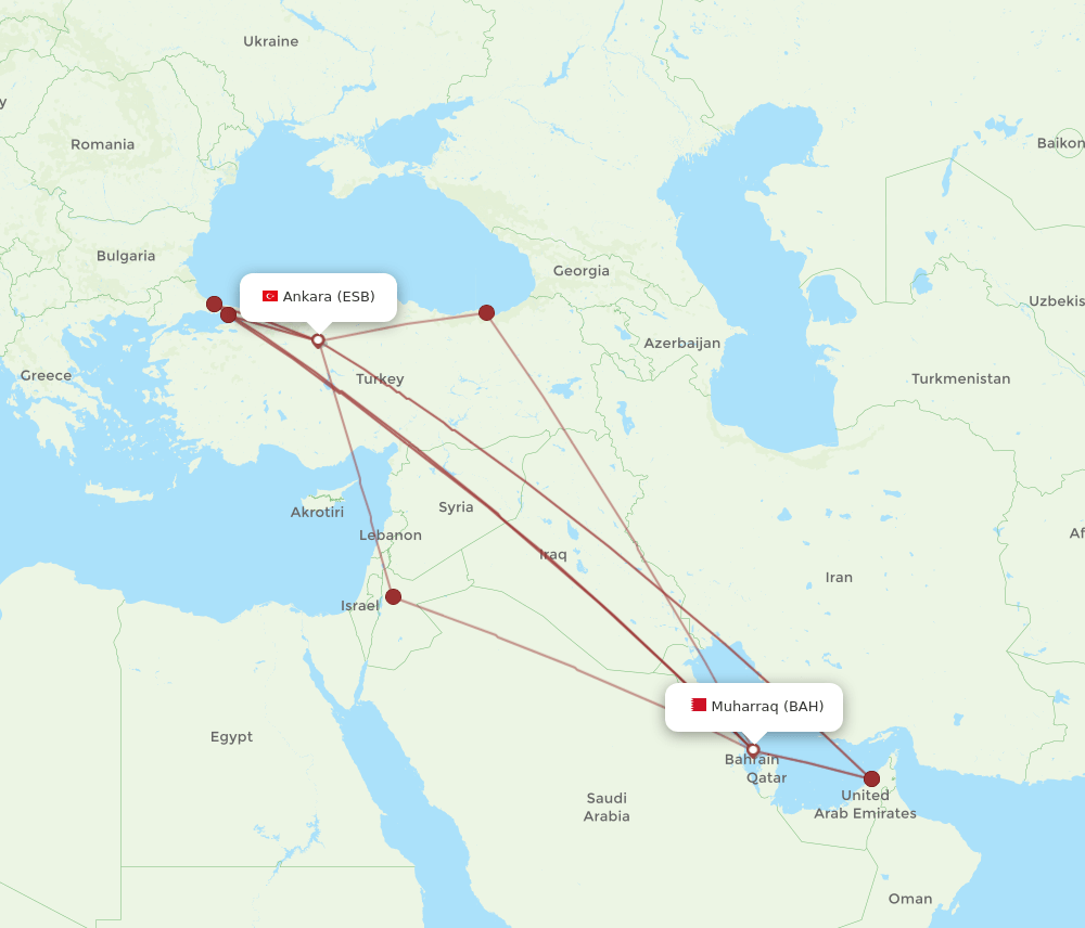 BAH-ESB flight routes