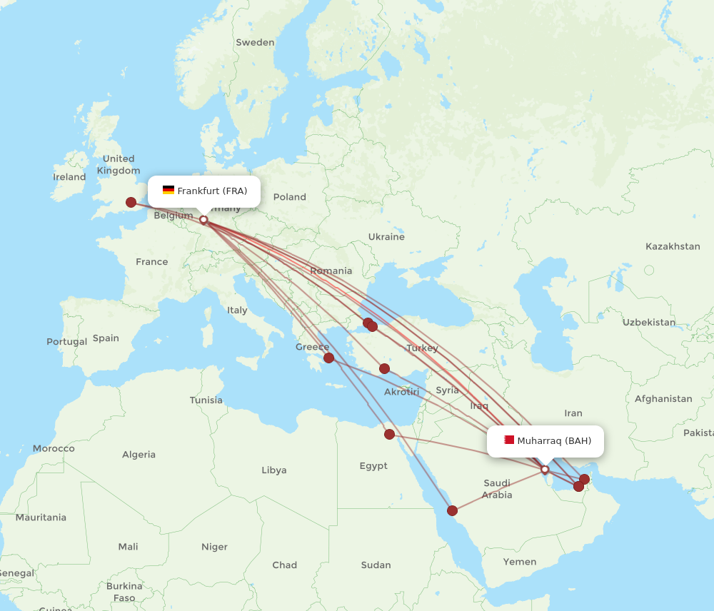 BAH to FRA flights and routes map