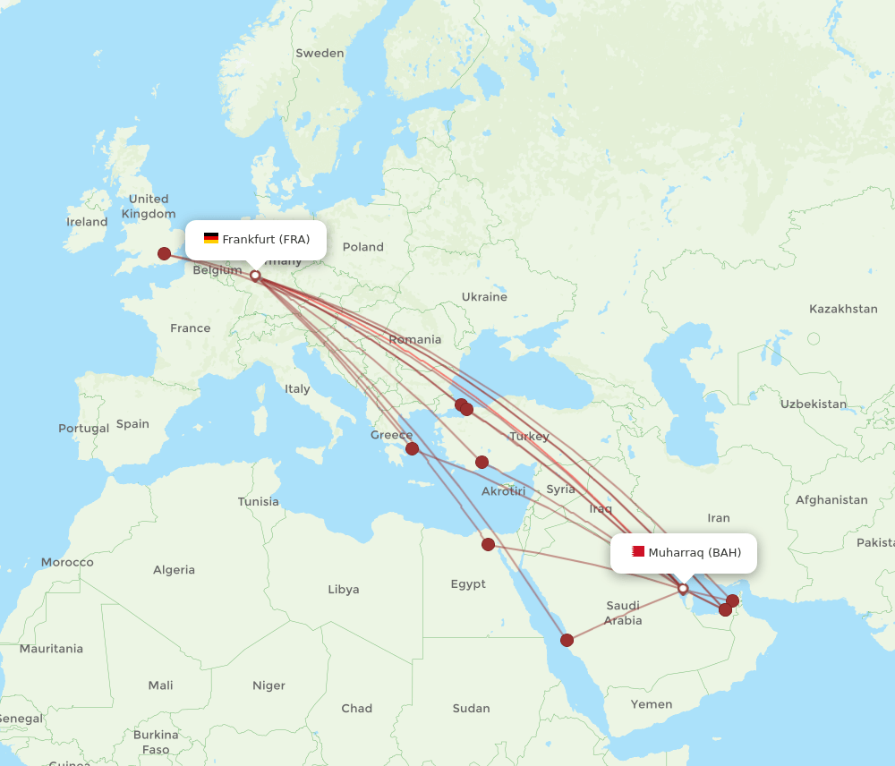 BAH-FRA flight routes