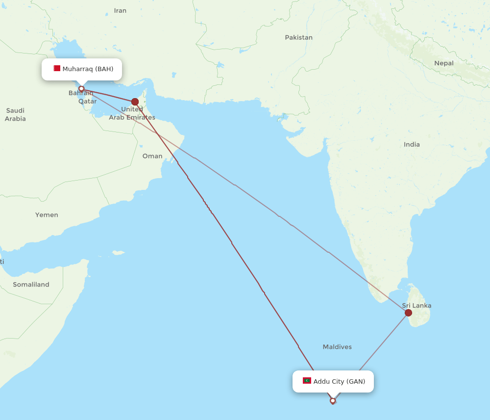 BAH-GAN flight routes