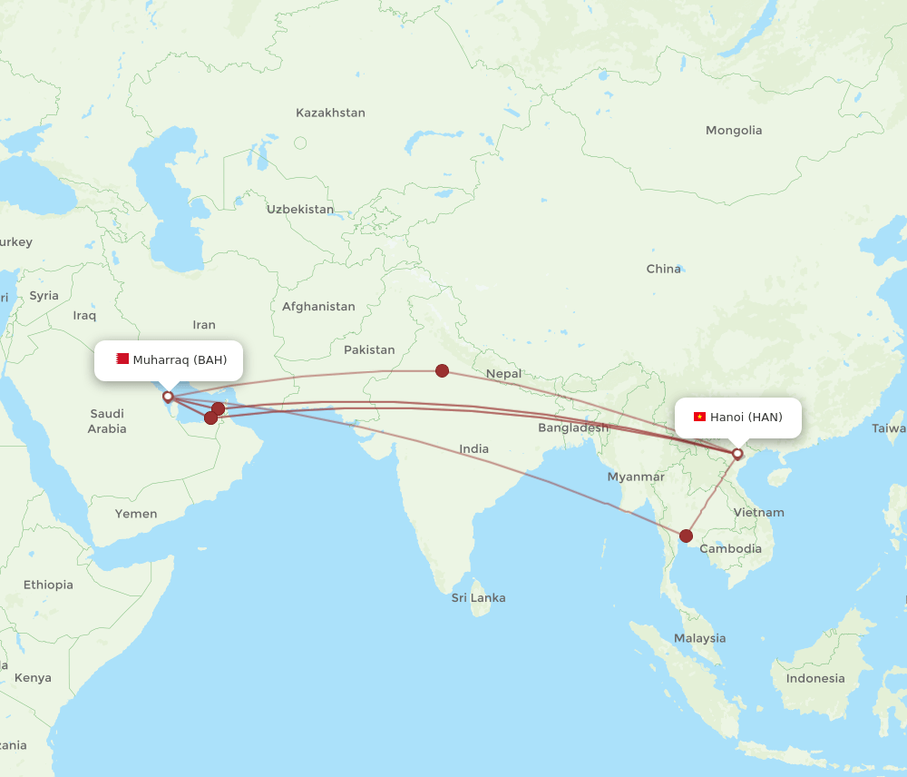 BAH-HAN flight routes