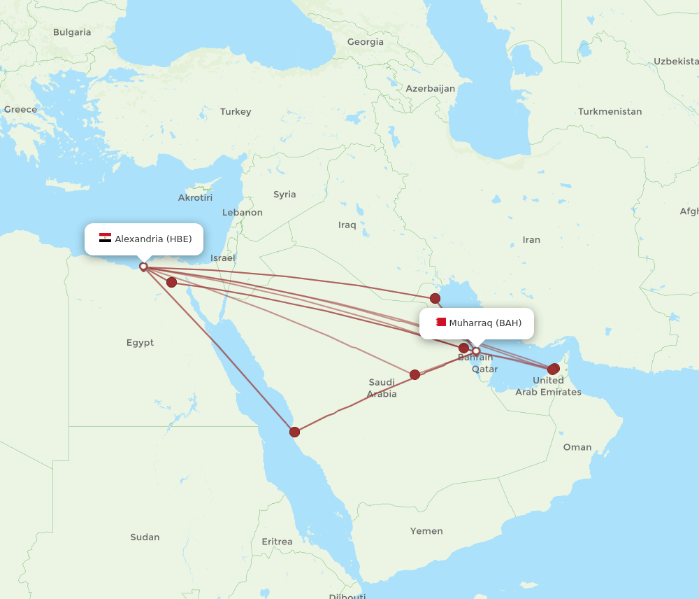 BAH-HBE flight routes