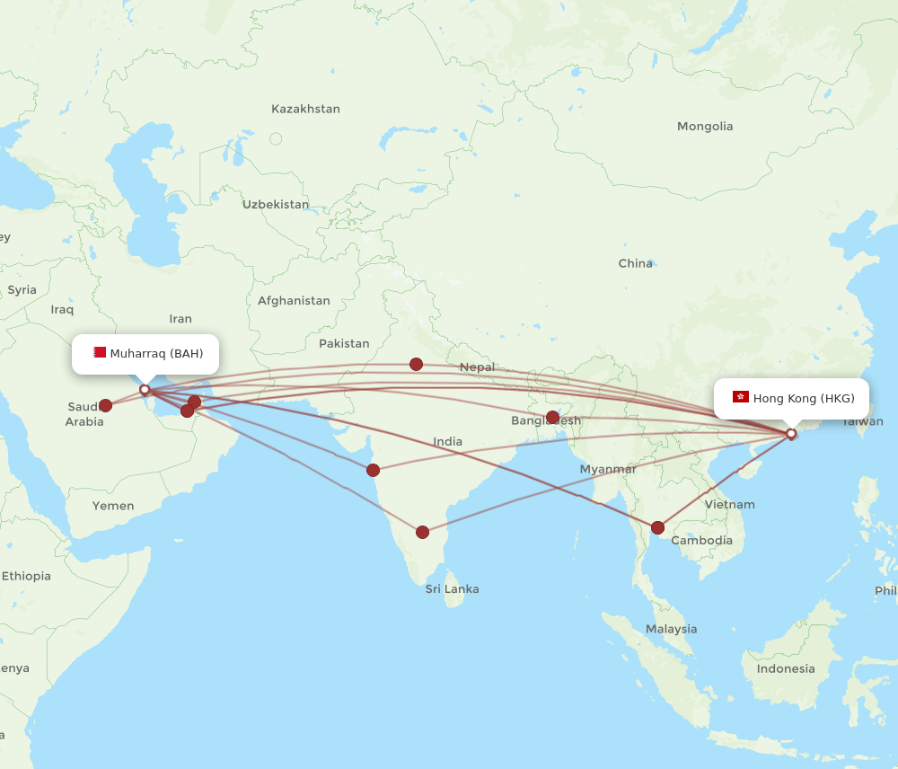 BAH-HKG flight routes