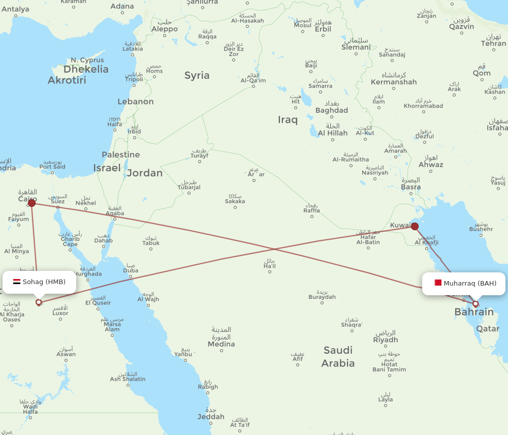 BAH-HMB flight routes