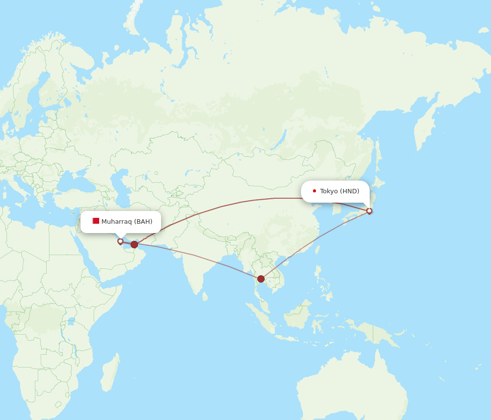 BAH-HND flight routes
