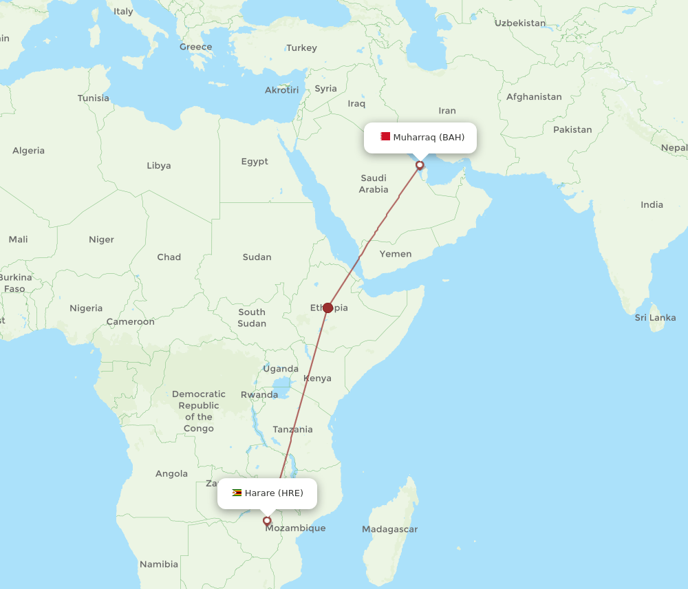 BAH-HRE flight routes