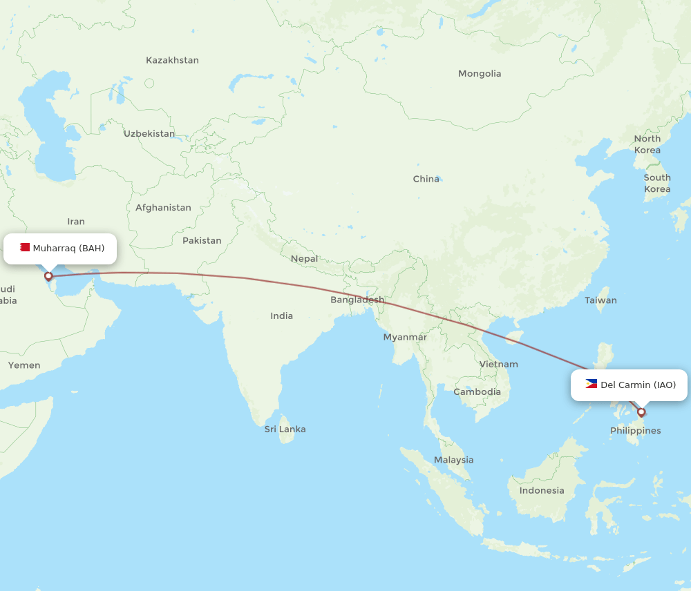 BAH to IAO flights and routes map