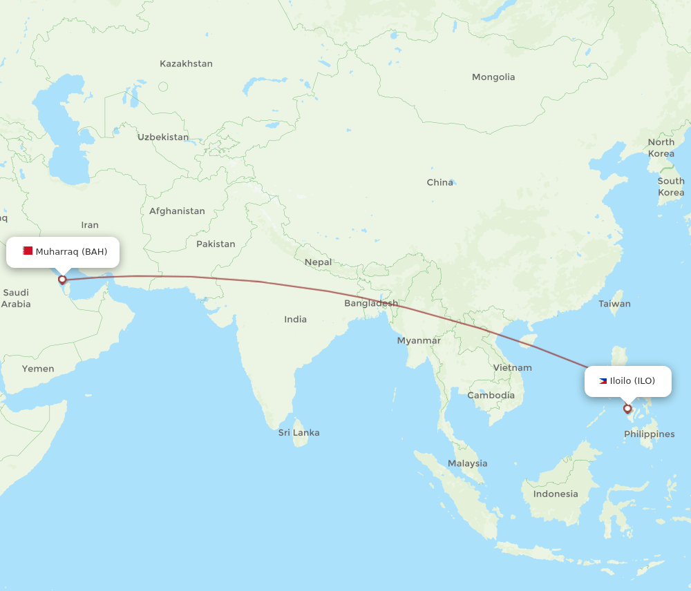 BAH-ILO flight routes