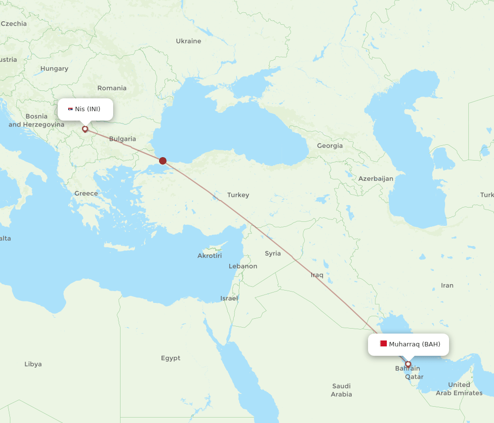 BAH to INI flights and routes map