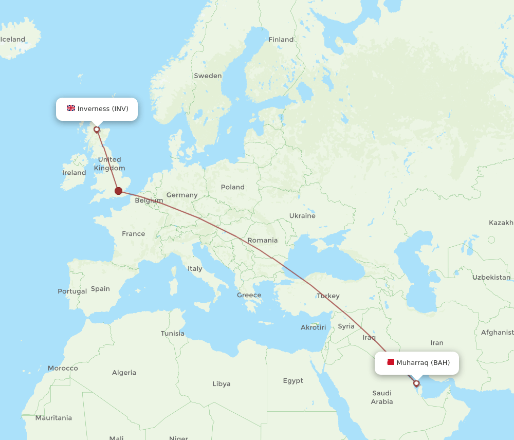 BAH to INV flights and routes map