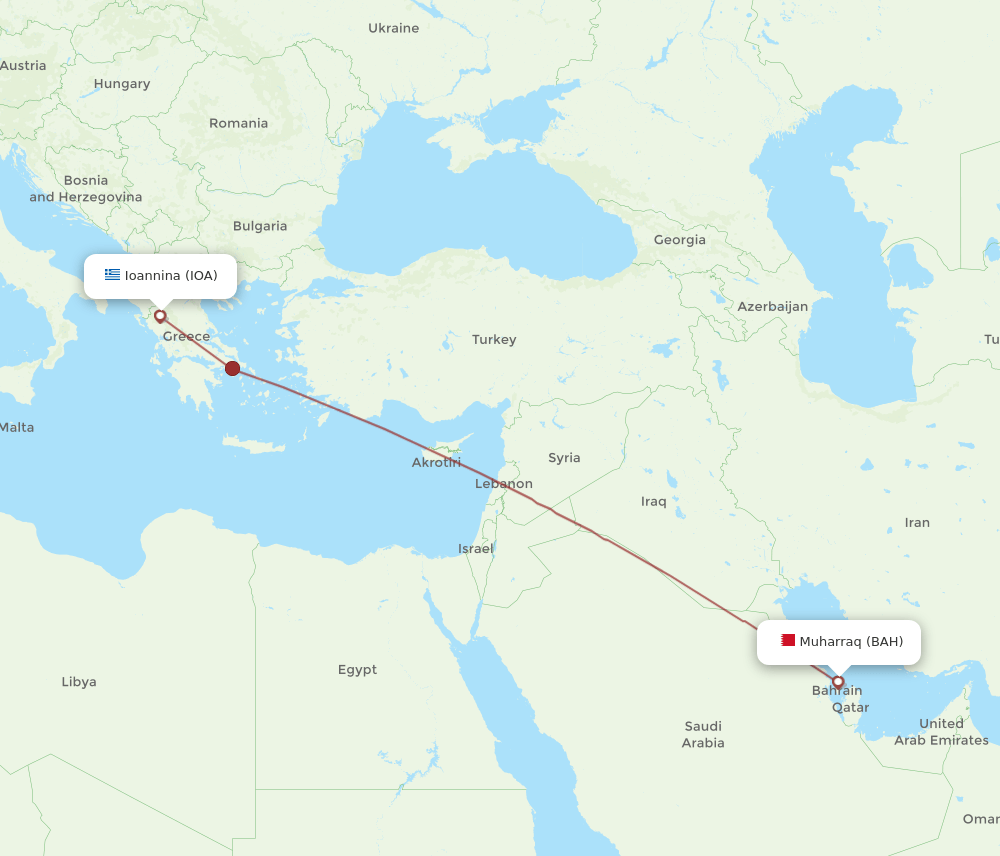 BAH-IOA flight routes