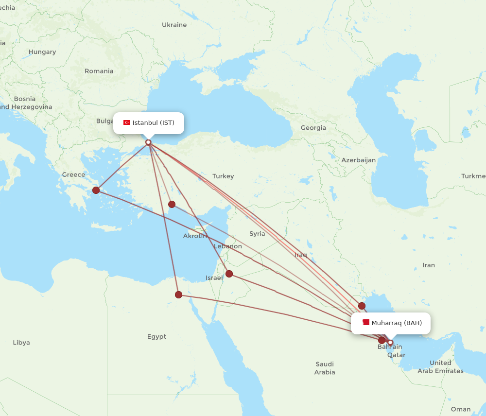 BAH to IST flights and routes map