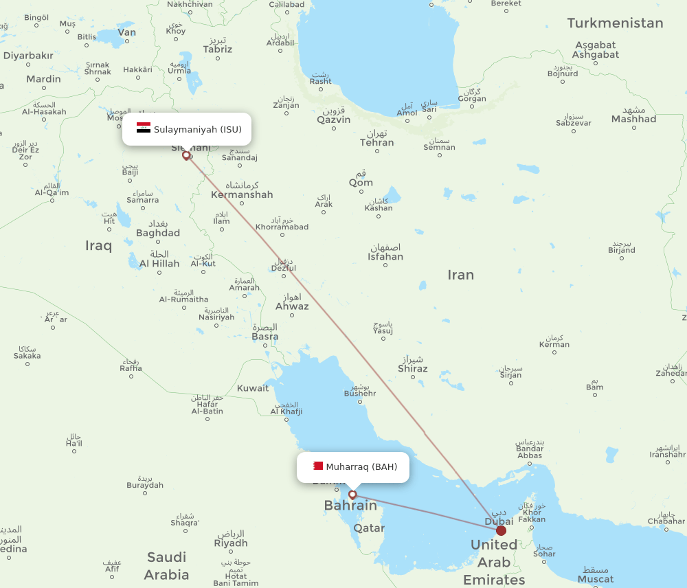 BAH-ISU flight routes