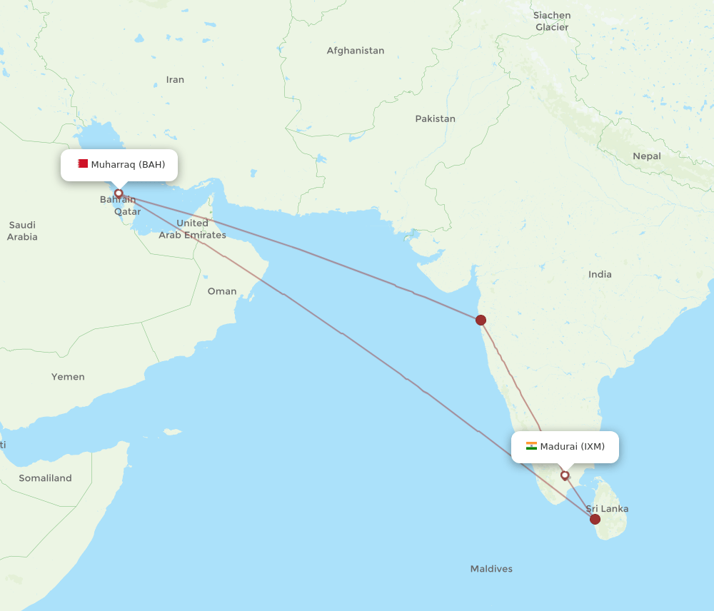 BAH-IXM flight routes