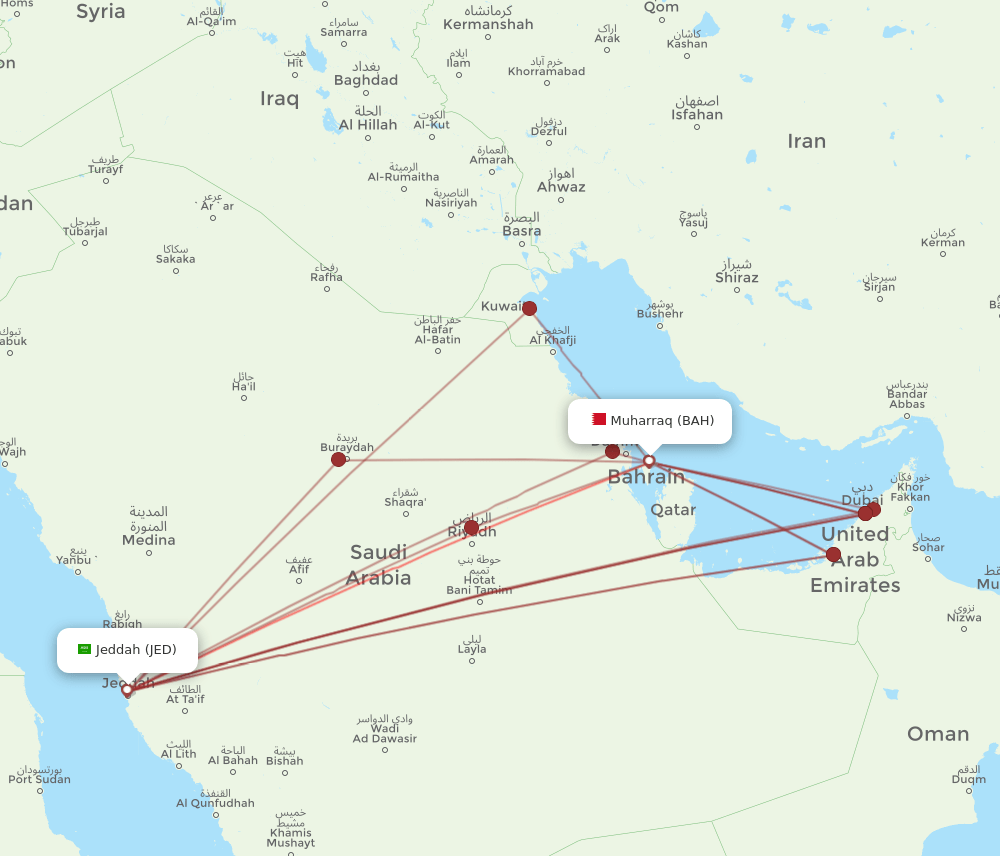 BAH-JED flight routes
