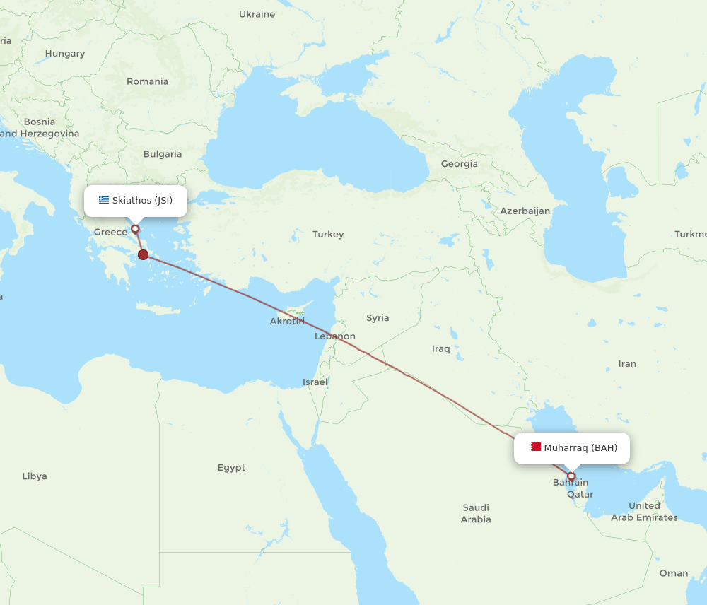 BAH-JSI flight routes