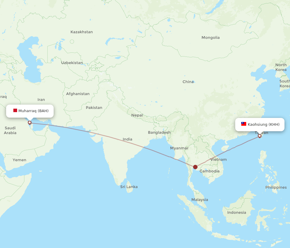 BAH-KHH flight routes