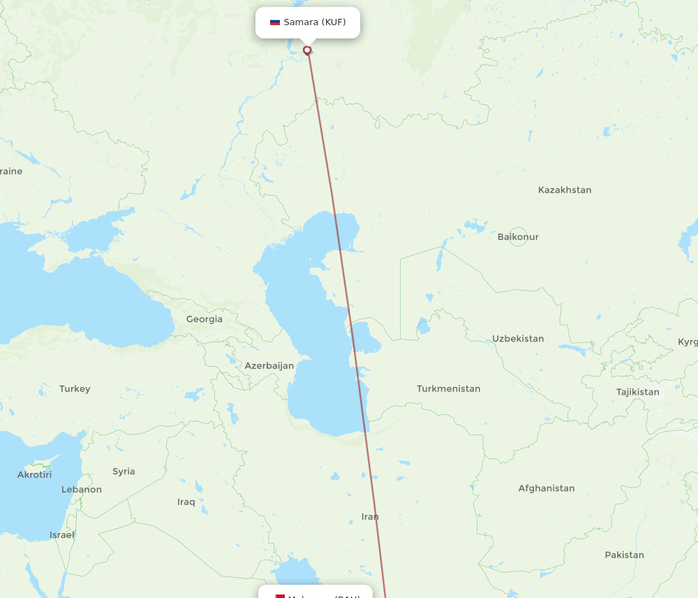 BAH to KUF flights and routes map