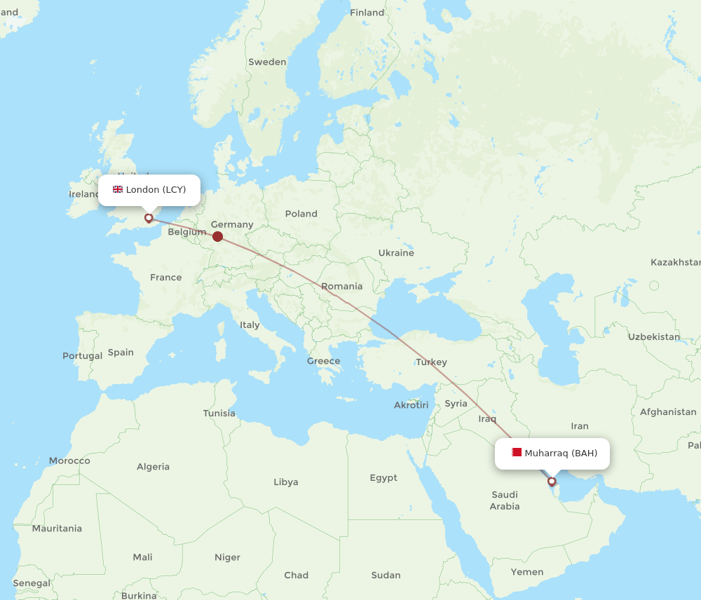 BAH-LCY flight routes