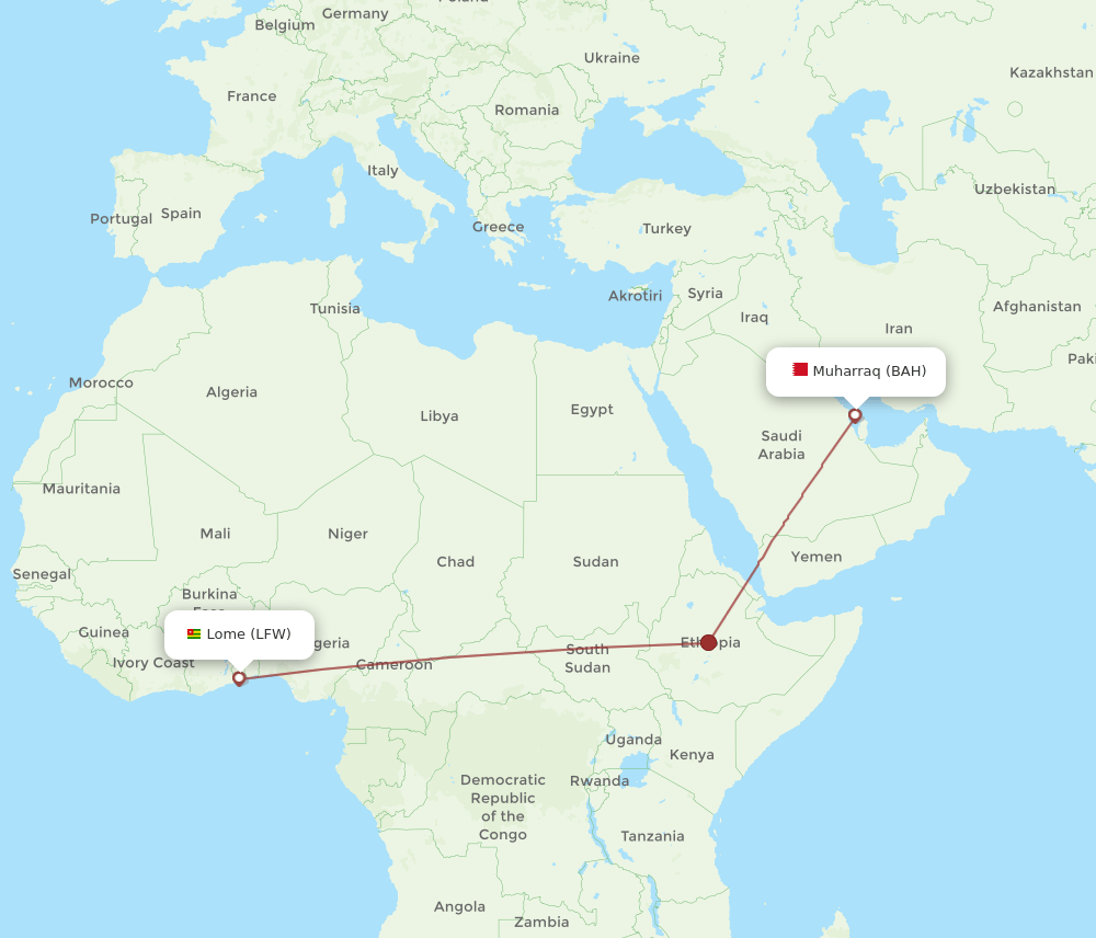 BAH-LFW flight routes