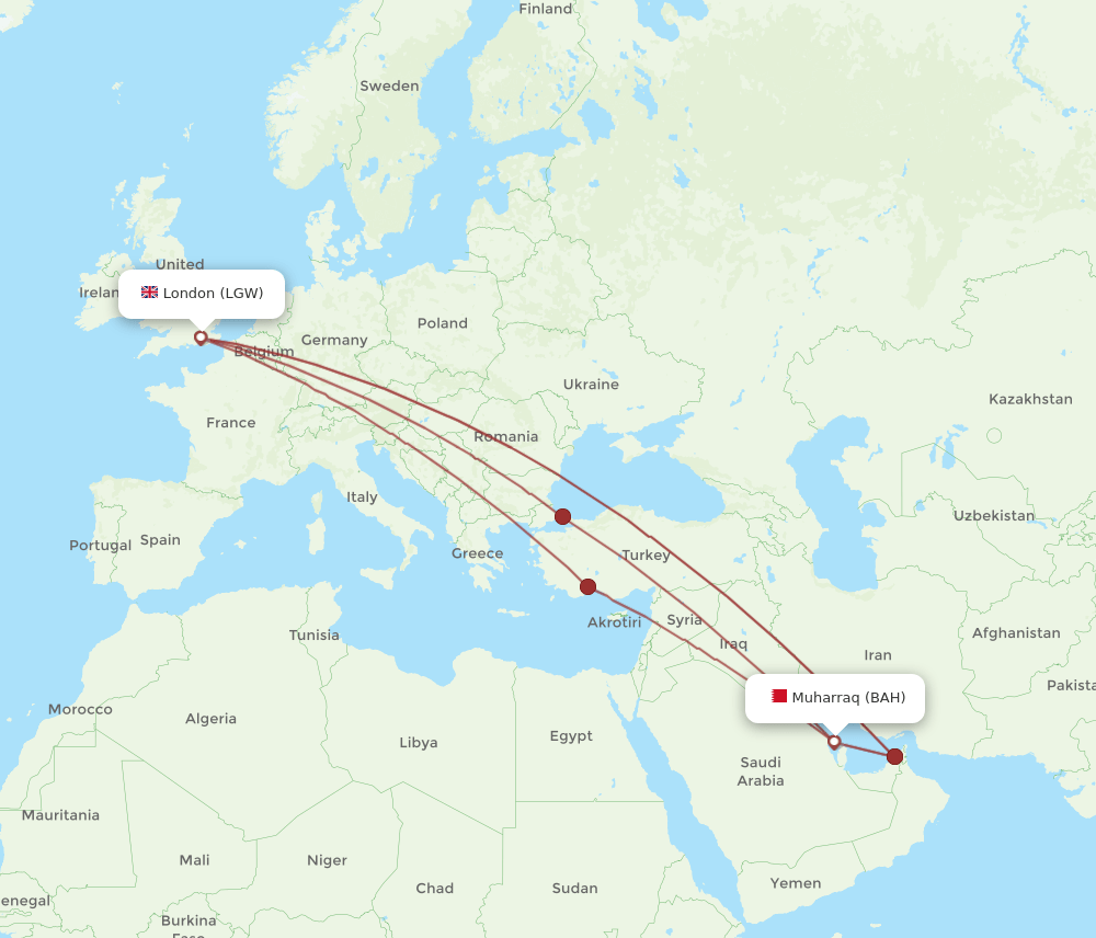 BAH-LGW flight routes
