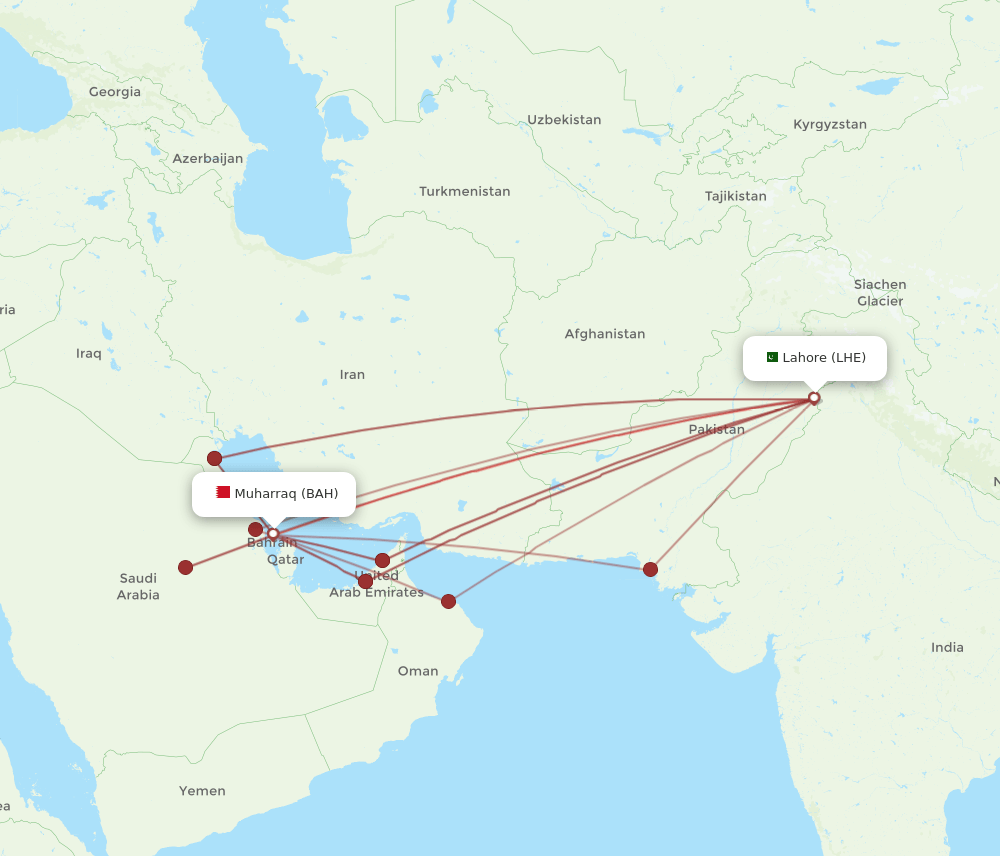 BAH-LHE flight routes