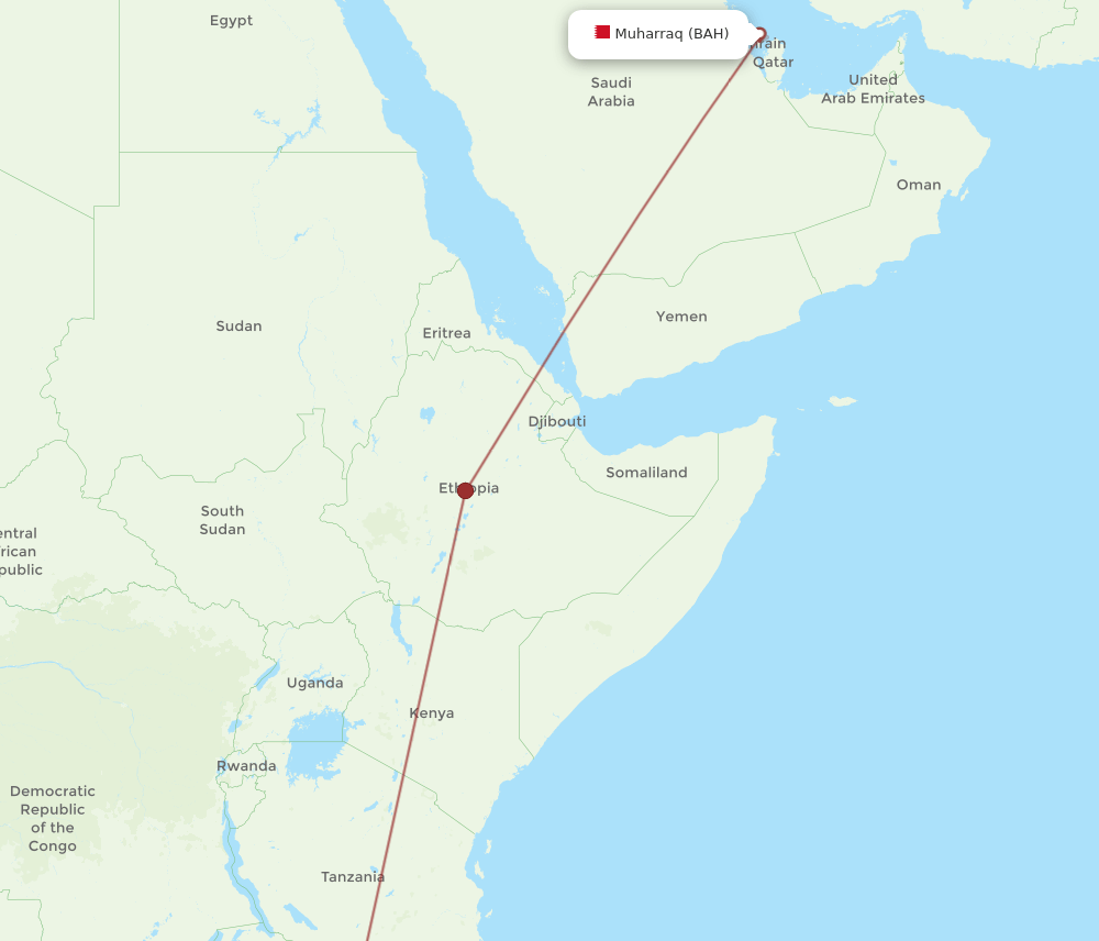 BAH to LLW flights and routes map