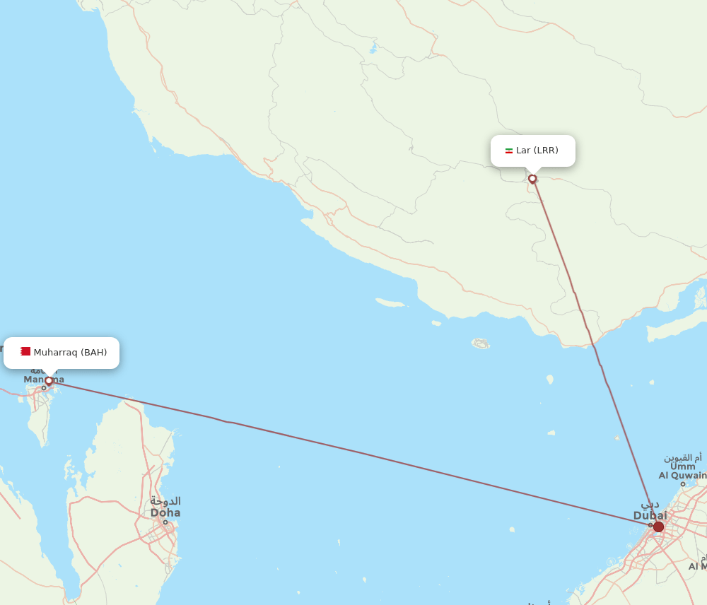 BAH-LRR flight routes