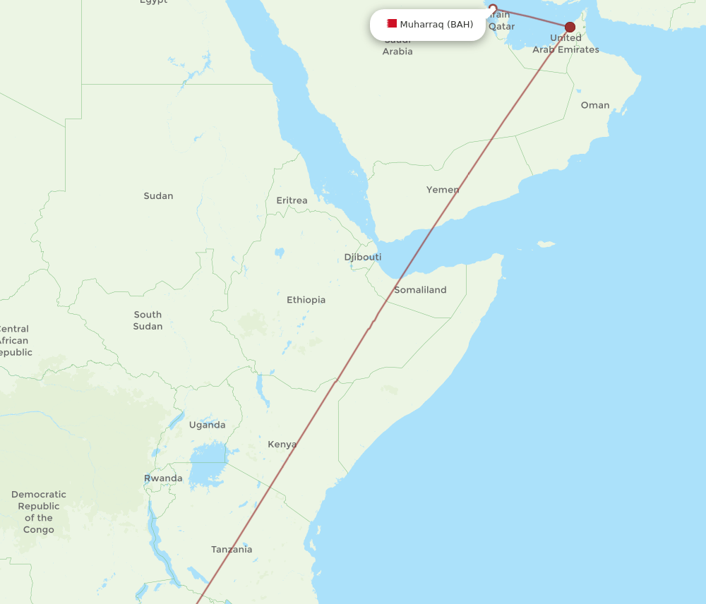 BAH to LUN flights and routes map