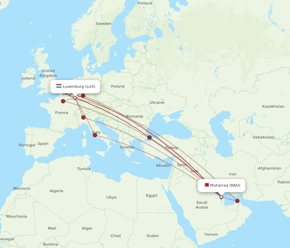 BAH-LUX flight routes
