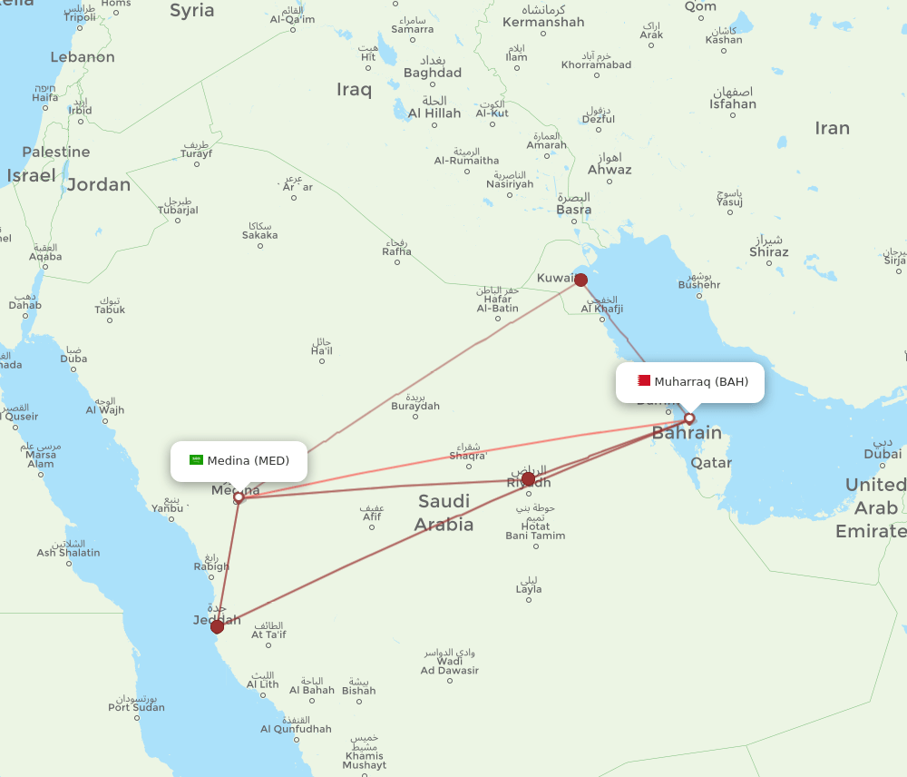 BAH-MED flight routes