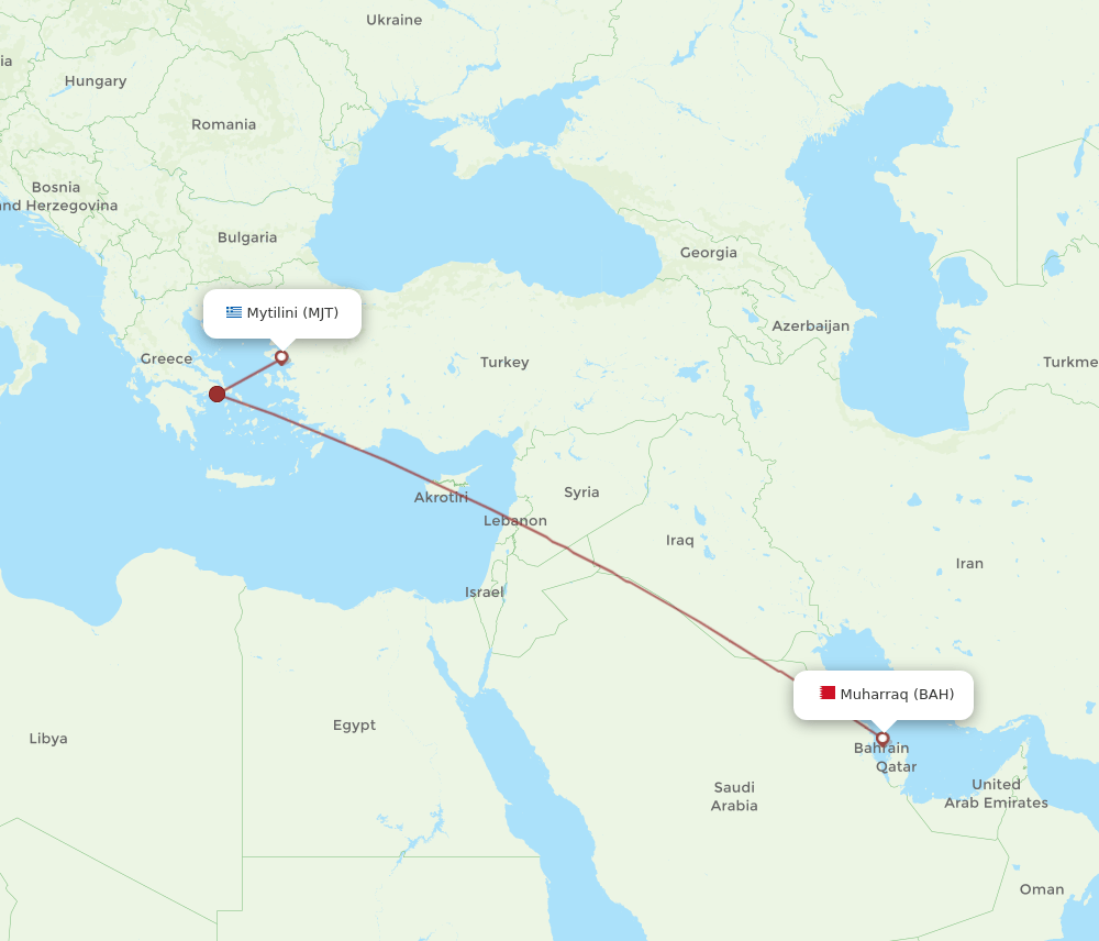 BAH to MJT flights and routes map