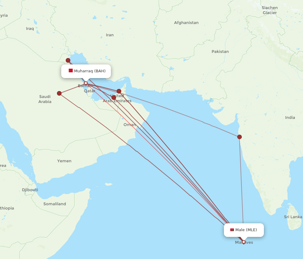 BAH-MLE flight routes