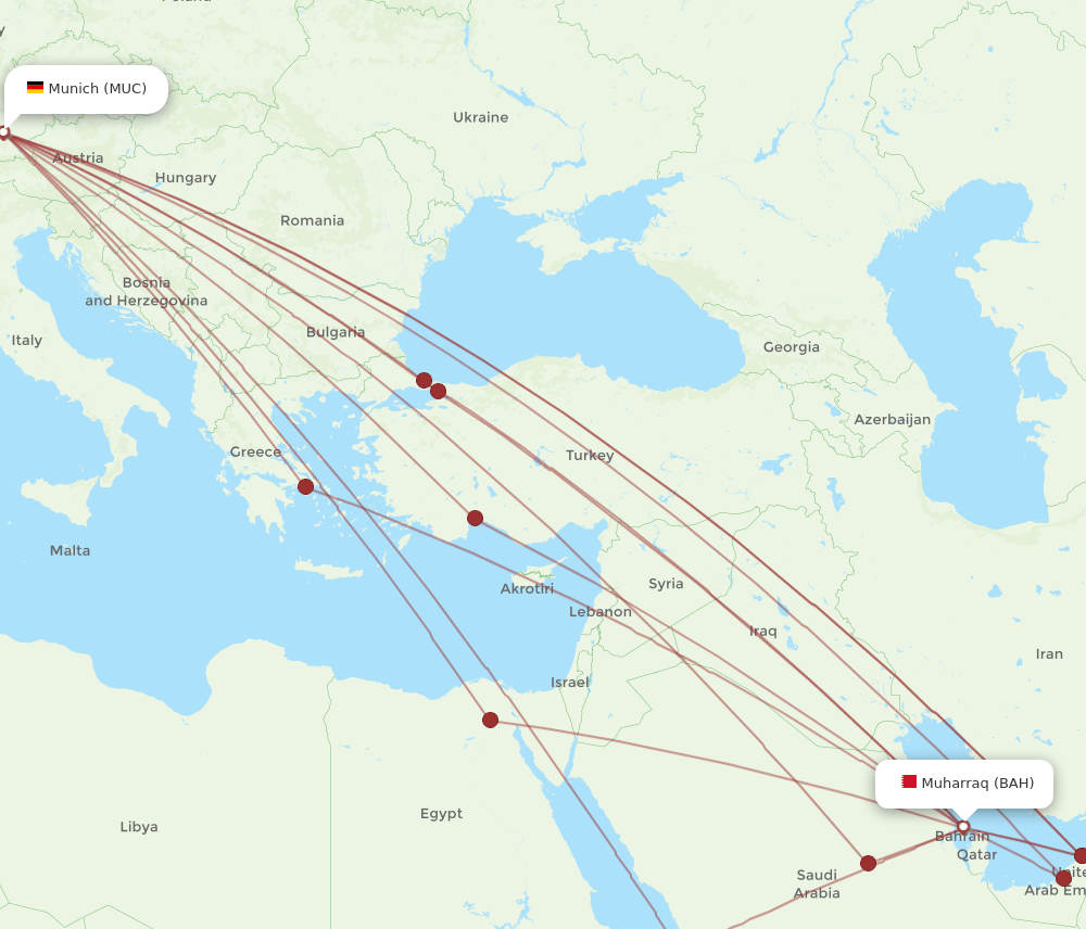BAH-MUC flight routes