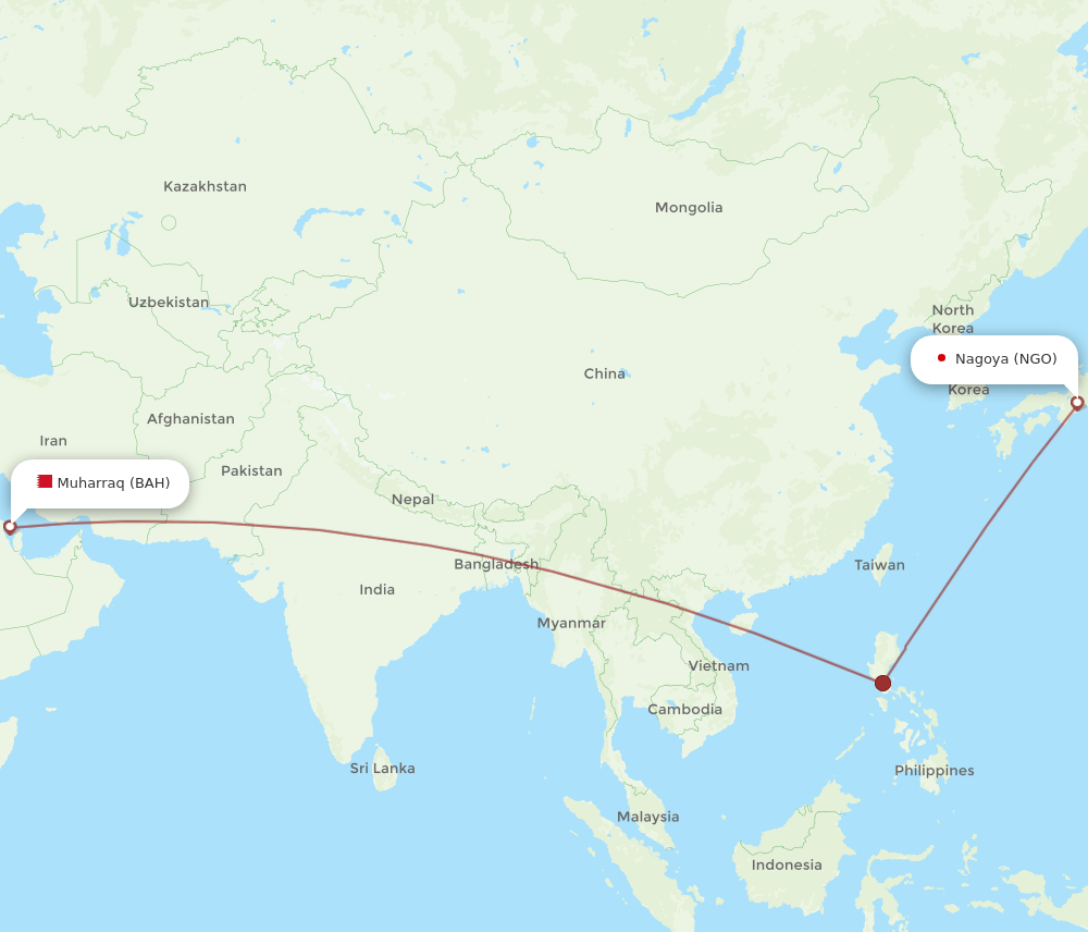 BAH-NGO flight routes
